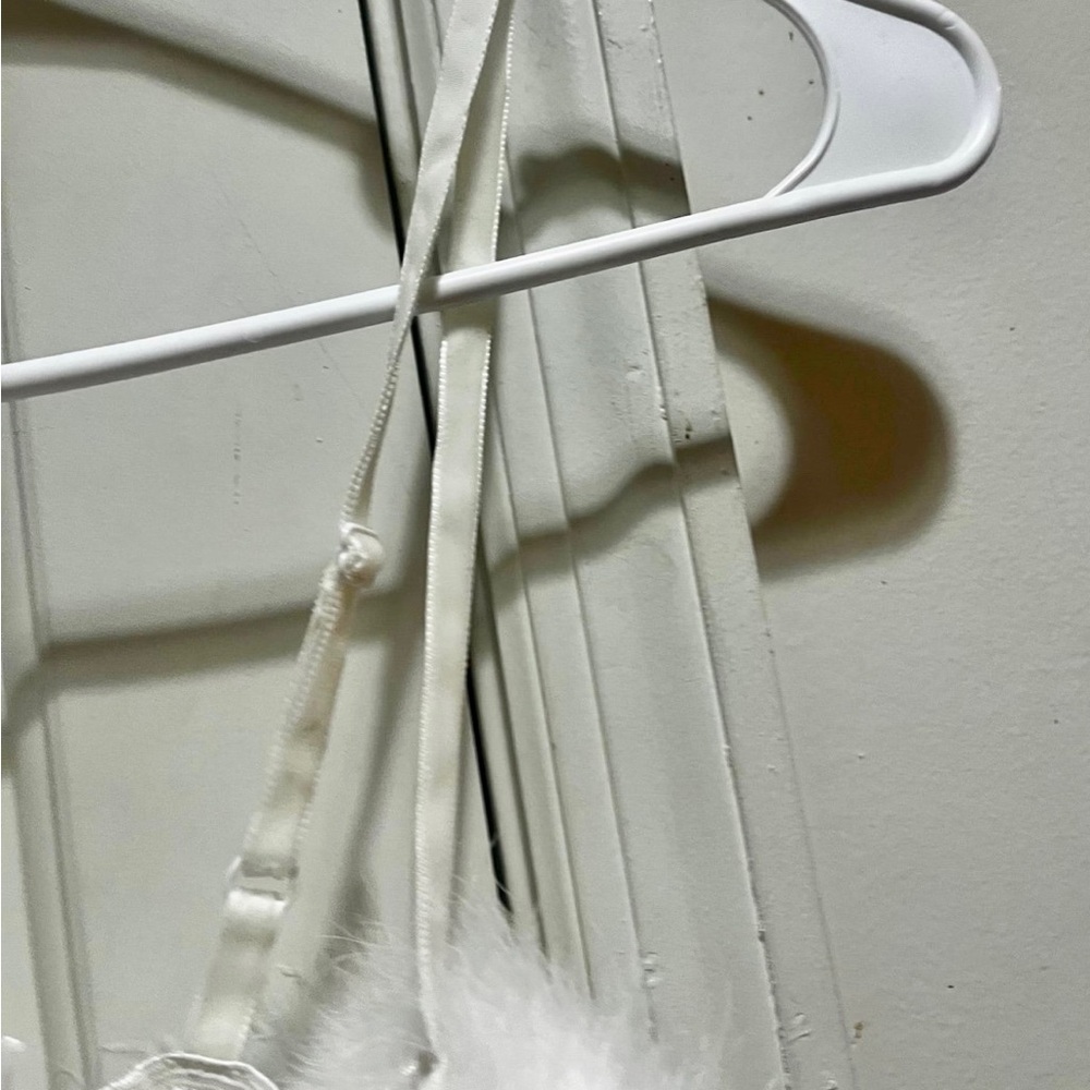 NWT Victoria's Secret Vintage Sexy White Mesh Bodysuit with Faux Feather Trim - Picture 11 of 15